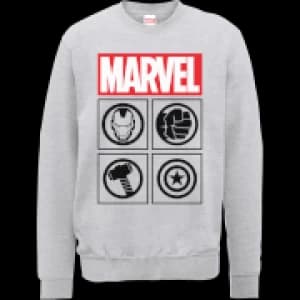 Marvel Avengers Assemble Icons Pullover Sweatshirt - Grey - L