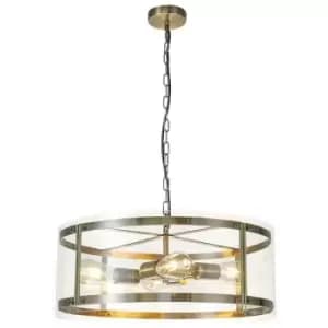 Luminosa Pendant, 4 Light E27, Antique Brass