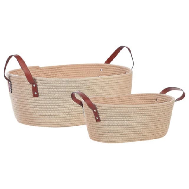Beliani Set Of 2 Baskets Gissar Cotton Light Beige