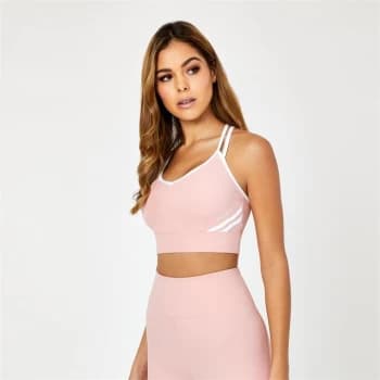 Jack Wills Active Stripe Cross Back Sports Bra - Pink