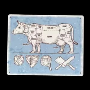 Geko Vintage Metal Sign - Butchers Cuts of Beef Retro Sign