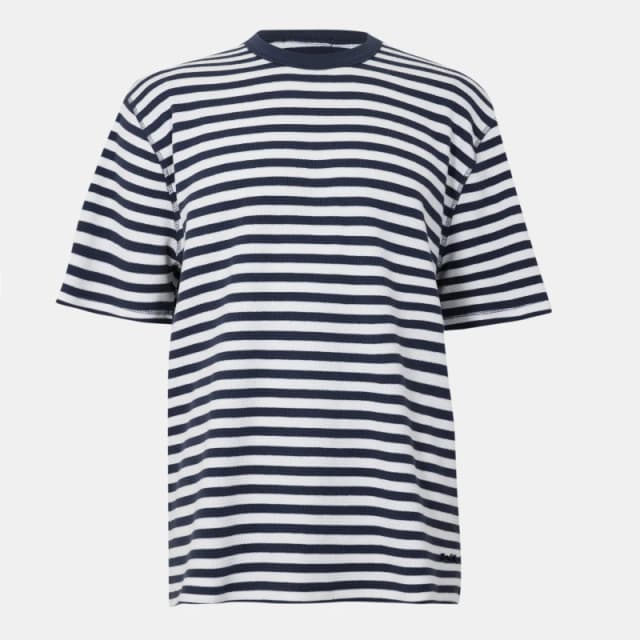 Jack Wills Mens JW Waffle Stripe Regular Fit T-Shirt Cream/Night Sky male S