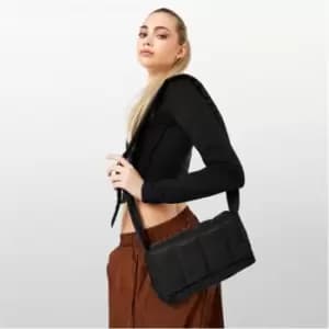 I Saw It First Woven Quilted Cross Body Bag - Black