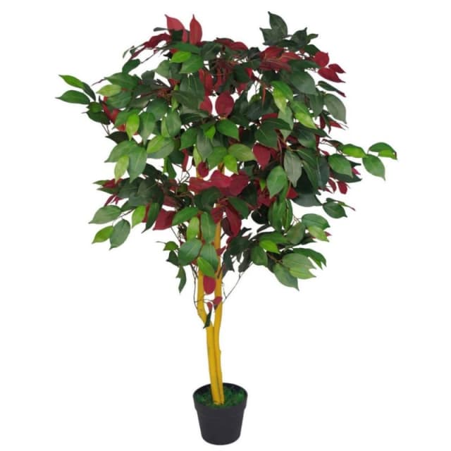 Leaf 120cm Leaf Realistic Artificial Ficus Tree / Plant Red unisex