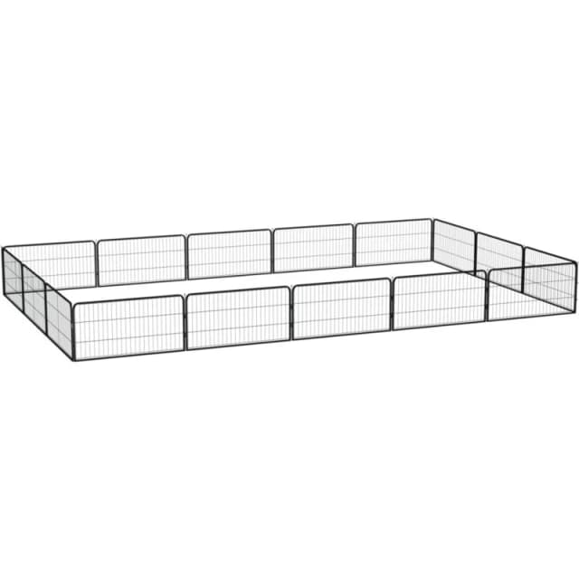 VIDAXL 16-Panel Dog Playpen Black 100x50cm Powder-coated Steel Vidaxl 8720287159025