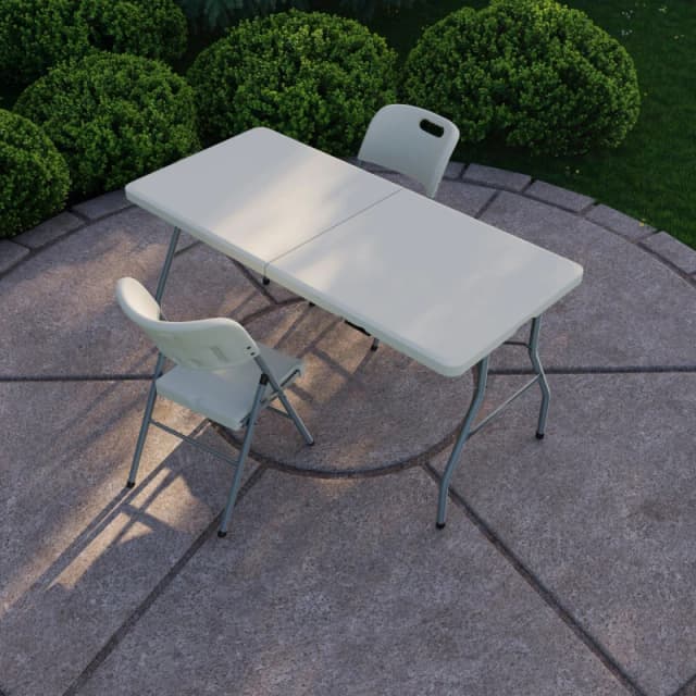 Lassic Outdoor Folding Table 5ft & 2 Folding Chairs White unisex 3 Piece