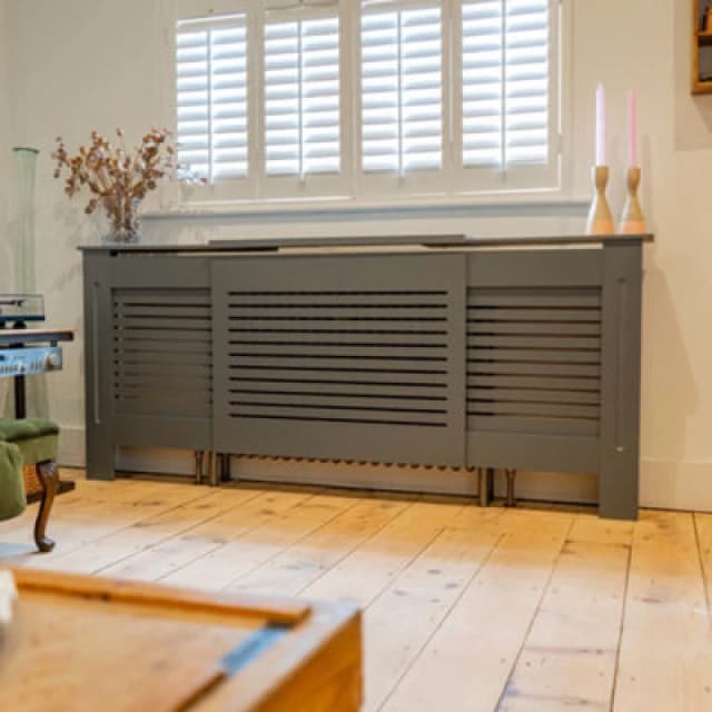Jack Stonehouse Horizontal Slat Mdf Unpainted Wooden Radiator Cover - Adjustable - 140-204Cm (W) X 81.5Cm (H) X 19Cm (D)