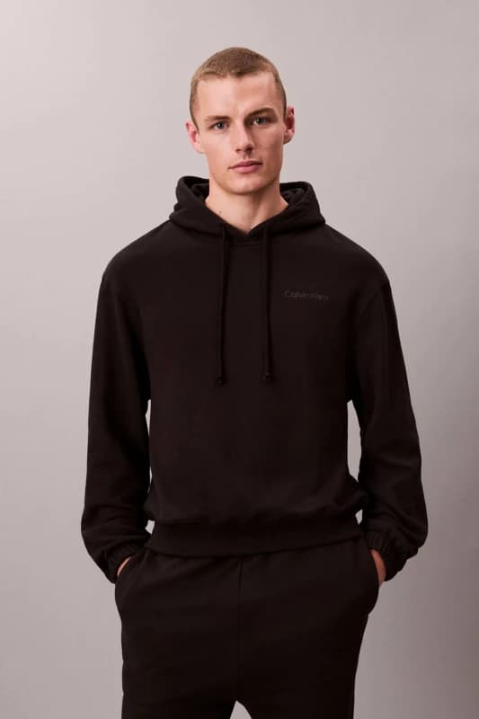 Calvin Klein Mens Icon Cotton Terry L/S Hoodie Black Size: Medium Black Male M