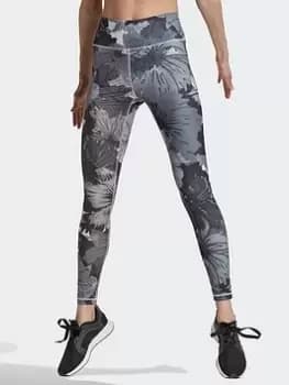 adidas Training Essentials Printed High-waisted Leggings, Dark Grey Size M Women