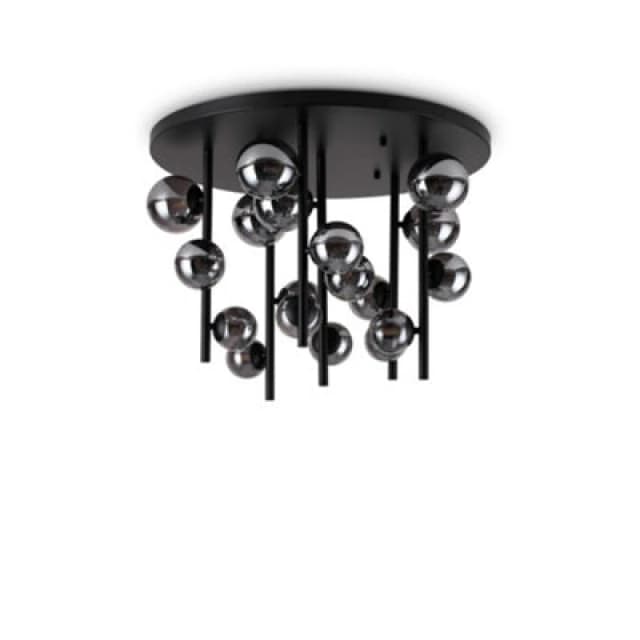 IDEAL LUX Ideal Lux - Perlage 18 Light Globe Ceiling Light Black, Smokey Grey Shade 8021696328386