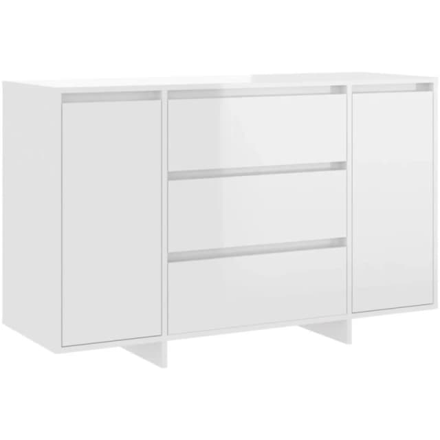 VIDAXL Sideboard with 3 Drawers High Gloss White 120x41x75cm Engineered Wood Vidaxl 8720286835081