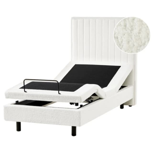 Beliani Adjustable Bed Boucle Castellan 90 X 200 Cm (Eu Single) Off-White