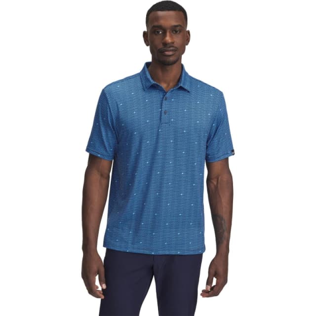 Under Armour Mens Printed Short-Sleeve Performance Polo Shirt Short Sleeve Performance Polos S Blue 36108723350