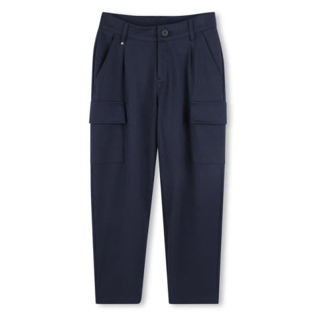 Boss Kids Straight Leg Zip Pocket Relaxed Fit Cargo Trousers Navy 849 male 4 Yrs