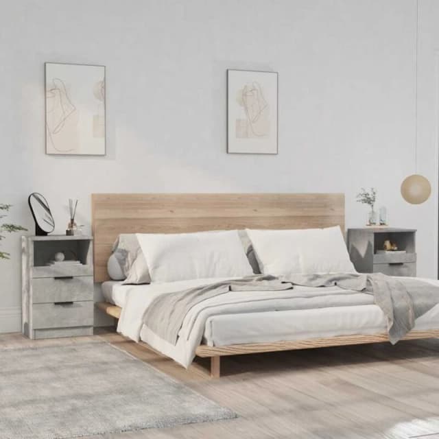VIDAXL Bedside Cabinets 2 pcs Concrete Grey Engineered Wood Vidaxl 8720286965351