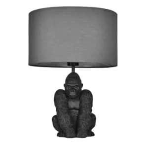 King Gorilla Table Lamp in Black with Dark Grey Reni Shade