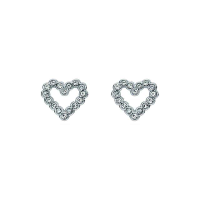 Ted Baker Silver Plated Crystal Halo Heart Stud Earrings