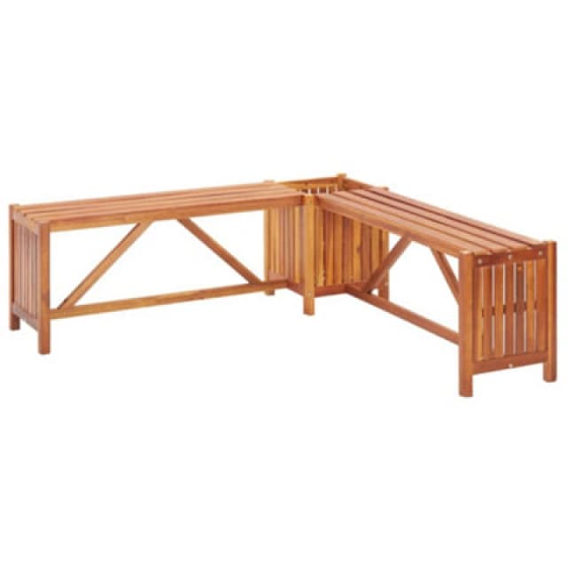 vidaXL Solid Acacia Wood Garden Corner Bench Seats with Planter 117cm Outdoor