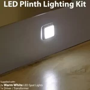 Square LED Plinth Light Kit 2 WARM White Spotlights Kitchen Bathroom Floor Panel