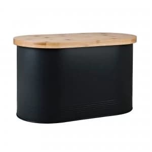 Bread Bin With Bamboo Lid Black