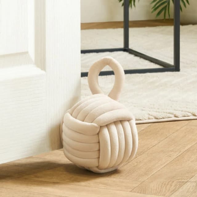 OHS OHS Matte Velvet Rope Weighted Decorative Door Stop with Handle in Cream Cream One Size Unisex 5027434224951