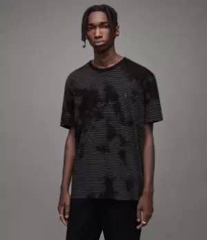 AllSaints Mens Jadon Crew T-Shirt, Black/Ecru, Size: M