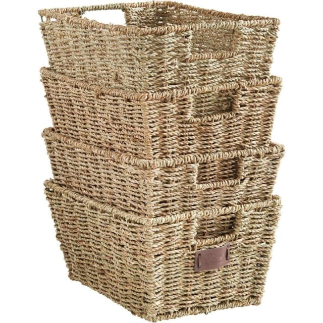 VonHaus Seagrass Storage Baskets - Set of 4 Beige unisex One Size