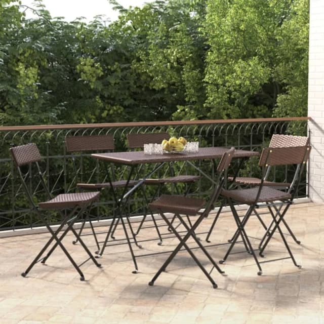 VIDAXL Folding Bistro Chairs 6 pcs Brown Poly Rattan and Steel Vidaxl 8720845666118
