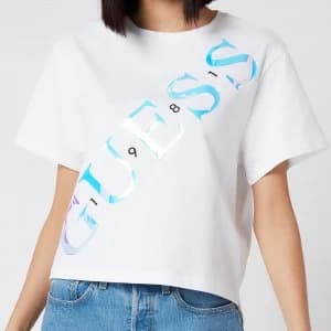 Guess Womens Crew Neck Sybella T-Shirt - True White - L