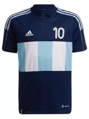 Boys, adidas Messi 10 Junior Tee, Navy, Size 13-14 Years