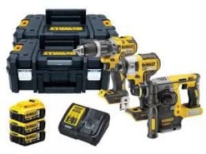 DEWALT DCK368P3T 18v XR Cordless 3 Piece Brushless Power Tool Kit 3 x 5ah Li-ion Charger Case