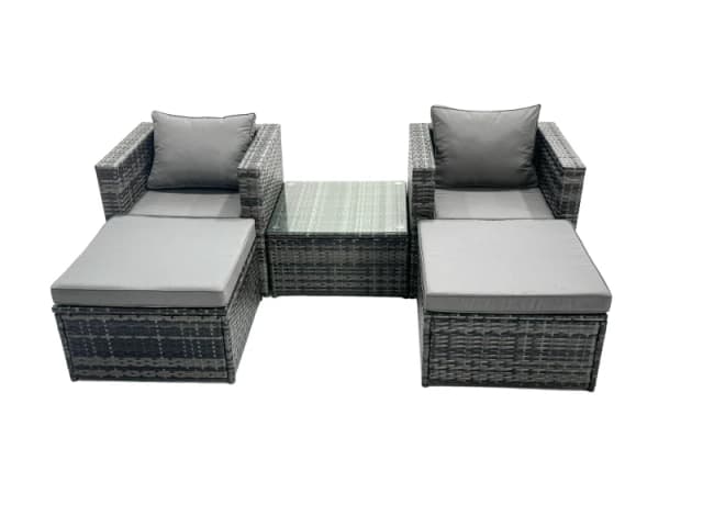 Fimous 4 Seater Patio Lounge Sofa Set with 2 Big Footstools in Dark Grey Dark Grey Unisex