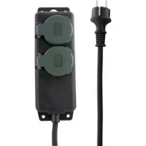 REV 0512467555 Power strip 2x Black, Green PG connector