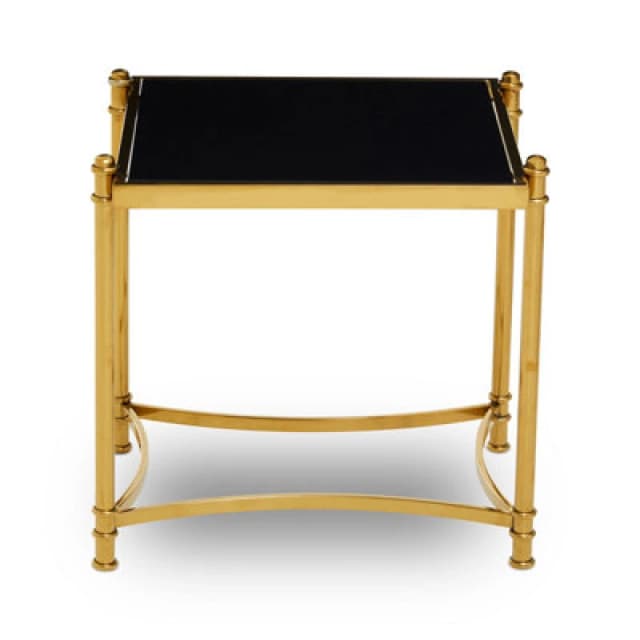 Orsina Modern Black And Gold Side Table, Stylish Gold Finished Stainless Steel Bedside Table