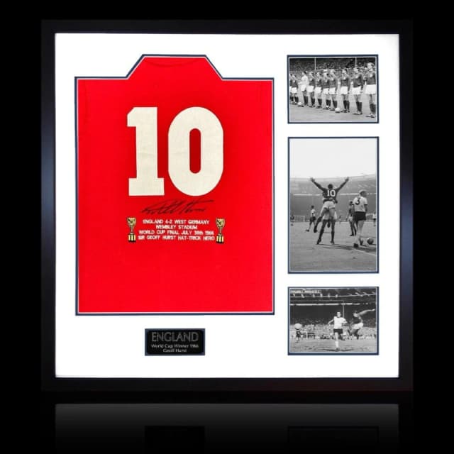 The Fan Cave Geoff Hurst Signed England 66 Shirt Elite Frame White unisex 820mm x 82