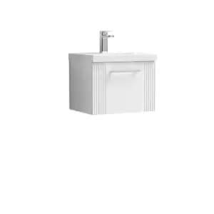 Nuie Deco 500mm Wall Hung Single Drawer Vanity & Basin 1 - Satin White