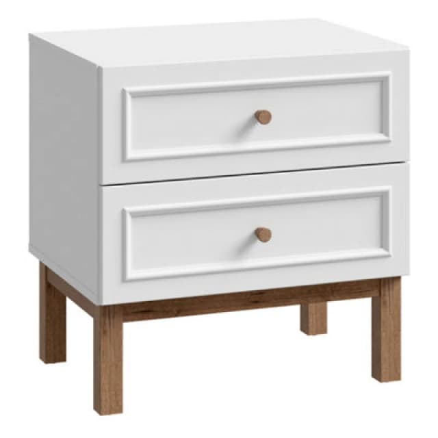 Furniture To Go Wensley 2 Drawer Bedside Chest In Light Grey And Oak