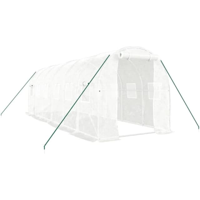 vidaXL Greenhouse with Steel Frame White 12 m 6x2x2 m, White 3188029
