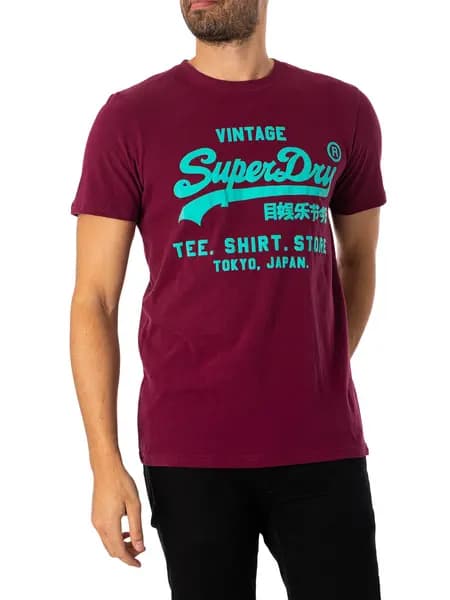 Superdry Neon Vintage Logo T-Shirt Rich Berry Purple L