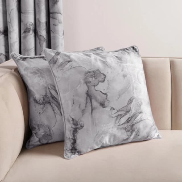 OHS OHS 2 Pack Marble Matte Velvet Cushion Covers in Light Grey Size: 45cm x 45cm Light Grey 45cm x 45cm Unisex 5027434201396
