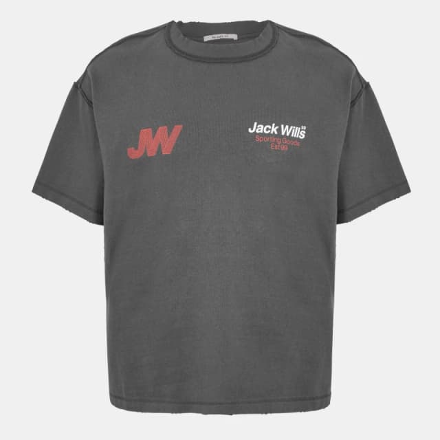 Jack Wills Mens JW Sporty Initial Regular Fit T-Shirt Forged Iron male S