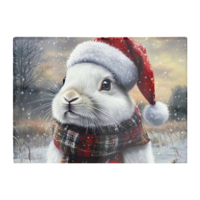 Warren Reed Designer Christmas White Rabbit Glass Chopping Board