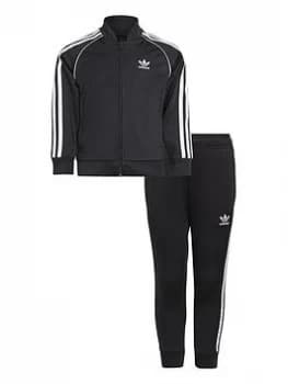 Boys, adidas Originals Kids Unisex Superstar Tracksuit - Black/White, Size 6-7 Years