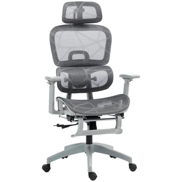HOMCOM Ergonomic Office Chair Swivel Computer Chair with 3D Armrest Grey Grey