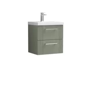 Nuie Deco 500mm Wall Hung 2 Drawer Vanity & Basin 1 - Satin Reed Green