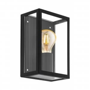 EGLO ES/E27 Alamonte 1 Galvanised Black Outdoor Lantern Wall Light 60W - 94831
