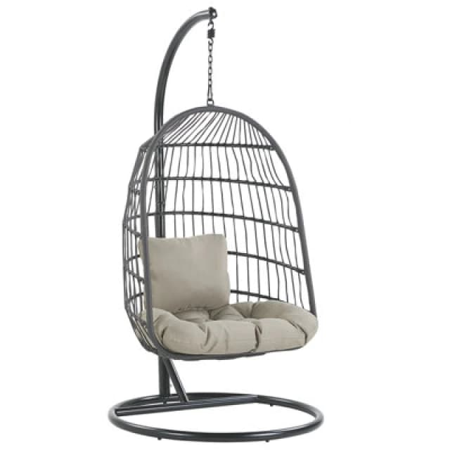 Beliani Hanging Chair With Stand Allera Metal Black