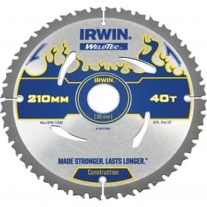 Irwin Weldtec Construction Saw Blade 210mm 40T 30mm