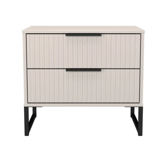 Welcome Furniture Ltd Fluted 2 Drawer Bedside Table in Kashmir Matt - Ready Assembled, Cream FUG009KMKM