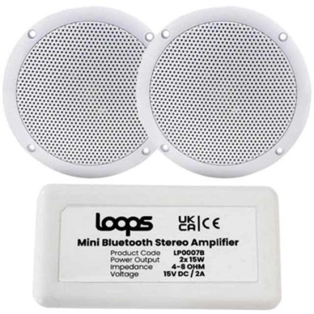 Loops Wireless Bluetooth Amplifier & 2x 80W Ceiling Speaker Kit Compact Home Hi Fi Amp Multi unisex